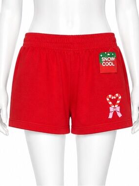 Snow scoop Red Holiday Candy-Cane Bow Lounge Shorts size medium